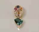 Tourmaline Pendant w/ Multicolor Sapphires & Diamonds